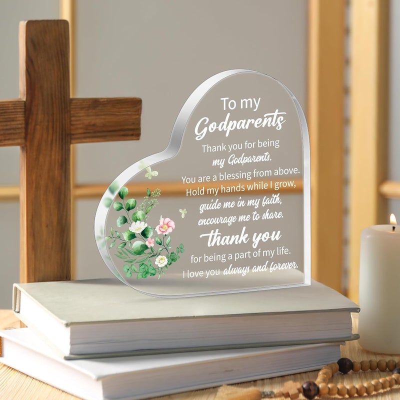 Yopyame Godparents Heart Acrylic Gifts - Godparents Gifts from Godchild for Women Men Thank You for Being My Godparent Acrylic Plaque Table Decor Birthday Christmas Keepsake Gift for Godparents - Image 4
